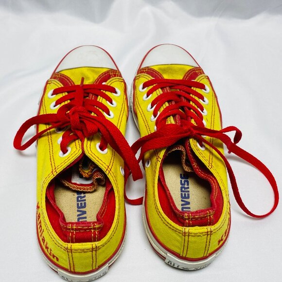 Converse All Star Yellow Red Canvas Low-Top Sneakers Sz Men 5 Women 7 Kamiakin - Picture 5 of 14